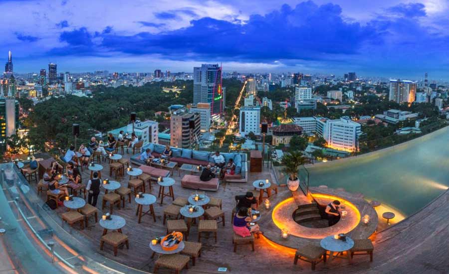 Romantic rooftop restaurant - Social Club at Hotel des Arts Saigon