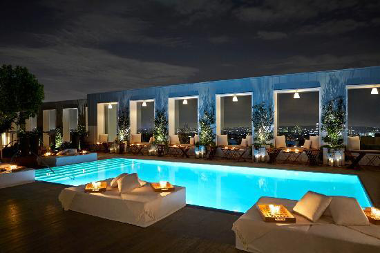 Rooftop party in Los Angeles, Mondrian Hotel