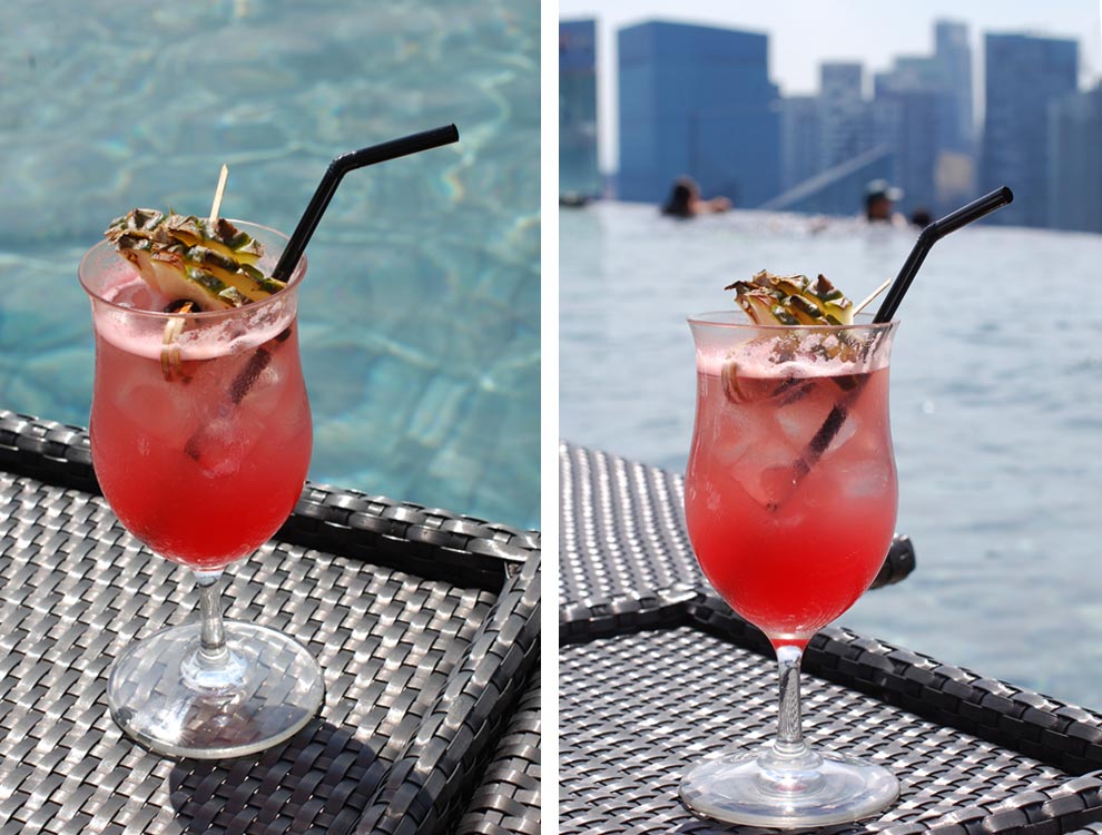 Drinks at Marina Bay Sands rooftop pool