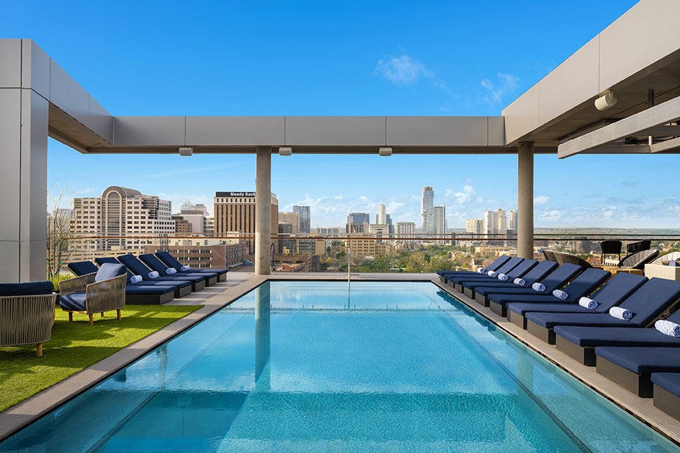 Rooftop pool in Austin, The Otis Hotel